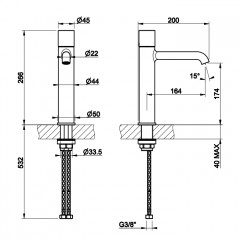 GESSI HABITO CESELLO Смеситель для раковины средней высоты без донного клапана, с соединительными шлангами, цвет Copper Brushed PVD