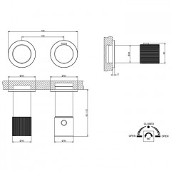 GESSI HABITO RIGATO Смеситель настенный встраиваемый, термостатический, с переключателем на 2 положения, внешняя часть, цвет хром