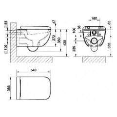 GESSI Унитаз подвесной 540х358 мм., в комплекте с крышкой-сиденьем с механизмом Soft Close, фурнитура хром, цвет белый глянцевый