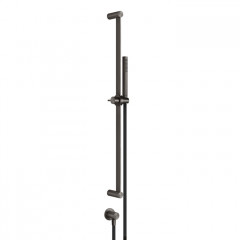 GESSI 316 Штанга в комплекте с душевой лейкой с легкой очисткой, шланг 1,50 м, вывод воды из стены, цвет: brushed black metal pvd