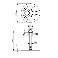 Gessi Ingranaggio Душевая головка потолочная, поворотная с шарниром, цвет: хром