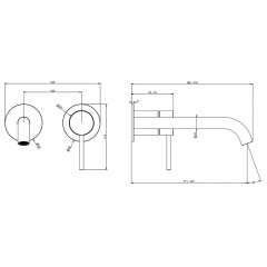 GESSI 316 Смеситель для раковины настенный, однорычажный, излив 181-201 мм., внешняя часть, цвет Brushed Brass PVD