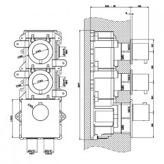 GESSI 316 Встраиваемый термостатический смеситель на 2 источника, резьба 3/4" (внешние части), цвет: brushed black metal pvd