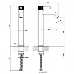 GESSI INCISO Смеситель для раковины на 1 отверстие, высокий h=337мм, без донного клапана Цвет: золото