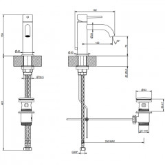 GESSI 316 Смеситель для раковины на 1 отверстие с донным клапаном, излив 123мм, цвет: Brushed Brass PVD
