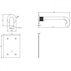 GESSI INCISO Смеситель для раковины встраиваемый, электронный, излив 215 мм., внешняя часть, цвет Gold PVD