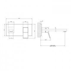 Gessi Rettangolo K Встраиваемый однорычажный смеситель для раковины с индивидуальной длиной излива (70-300мм)(внешние части), цвет: черный