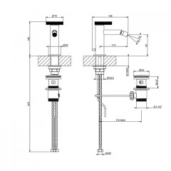Gessi Anello Смеситель для биде на 1 отв. с донным клапаном, цвет: Black XL