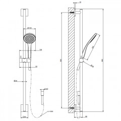 GESSI Rilievo Штанга в комплекте с душевой лейкой, шланг 1,50 м., цвет: хром