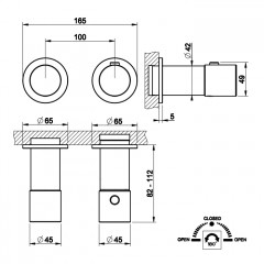 GESSI HABITO INTRECCIO Смеситель настенный встраиваемый, термостатический, с переключателем на 2 положения, внешняя часть, цвет Black Metal Br. PVD