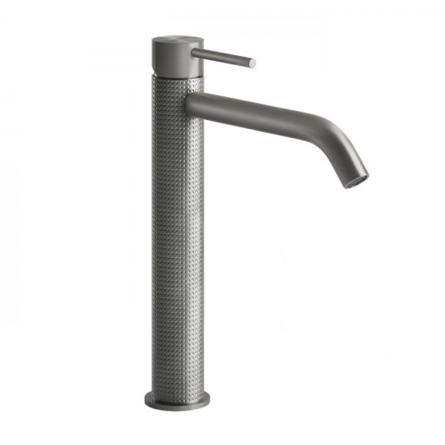 GESSI 316 Смеситель для раковины на 1 отверстие, высокий, h=305мм, без донного клапана, излив 156мм, цвет: steel brushed