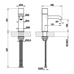 GESSI HABITO CESELLO Смеситель для раковины без донного клапана, с соединительными шлангами, цвет Finox Brushed Nickel
