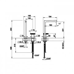 Gessi Anello Смеситель для раковины высокий с длинным изливом, без донного клапана, цвет: хром