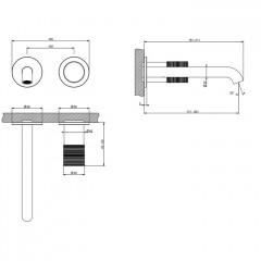 GESSI HABITO TRAME Смеситель для раковины настенный встраиваемый, однорычажный, цвет хром