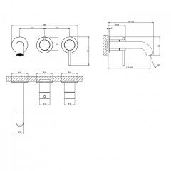 GESSI 316 Смеситель для ванны встраиваемый, однорычажный, с переключателем на 2 положения, внешняя часть, цвет Steel Brushed
