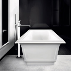 Gessi Eleganza Ванна отдельностоящая 180х85см, со сливом-переливом, цвет: матовый белый