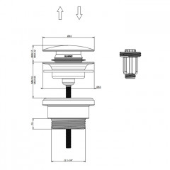 GESSI 316 Донный клапан нажимной"Stop&Go", для раковин без перелива, цвет Brushed Brass PVD