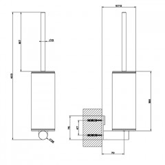 GESSI 316 Ершик настенный, цвет: белая колба/brushed black metal pvd