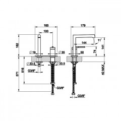 Gessi Ingranaggio Смеситель для раковины без донного клапана, с соединительными шлангами, цвет: хром