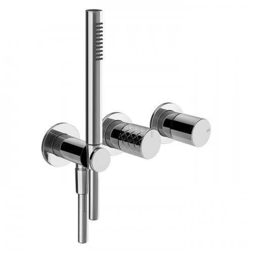 GESSI HABITO INTRECCIO Смеситель настенный встраиваемый, однорычажный, с переключателем на 2 положения, с ручным душем, настенным держателем, цвет хро