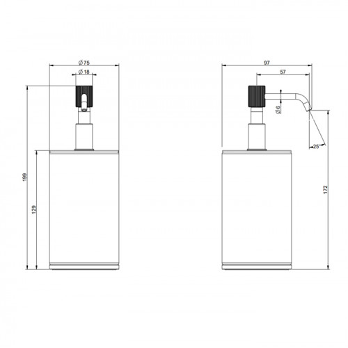 GESSI VENTI20 Дозатор для жидкого мыла настольный, цвет черный, фурнитура Brass PVD