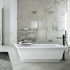 Gessi Eleganza Ванна отдельностоящая 180х85см, со сливом-переливом, цвет: матовый белый