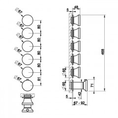 GESSI ORIGINI Смеситель настенный встраиваемый, термостатический, с 5 запорными вентилями, внешняя часть, цвет Black Metal Brushed PVD
