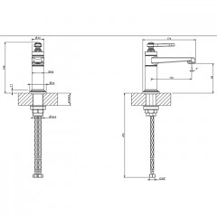 GESSI VENTI20 Смеситель для раковины на 1 отверстие, однорычажный, без донного клапана, цвет Nickel PVD