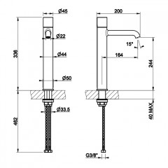GESSI HABITO DIAMANTATO Смеситель для раковины на 1 отверстие, однорычажный, без донного клапана, цвет Black Metal PVD