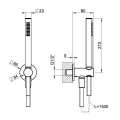GESSI Душевой комплект с держателем с подводом воды, ручным душем и шлангом 1500 мм., цвет Copper Brushed PVD
