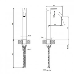 GESSI 316 Смеситель для раковины на 1 отверстие, высокий h=305мм, без донного клапана, излив 123мм, цвет: Black XL