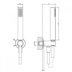 GESSI INCISO Душевой комплект, + вывод, держатель, шланг 1,50 м и душевая лейка, цвет: хром