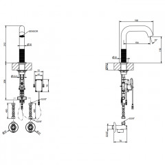 GESSI 316 TRAME Смеситель для раковины, электронный, с кран-фильтром для регулировки температ и напора воды, высота излива 150 мм., цвет Steel Brushed