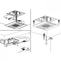 GESSI COLOUR Верхний душ 500х500 мм., встраиваемый в потолок, 3 режима, хромотерапия, внешняя часть, цвет Mirror Steel
