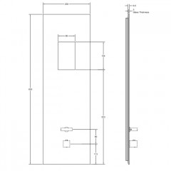 GESSI BINARIO Настенная панель сенсорного управления с термост. смесителем Rettangolo, закаленное стекло, внешн часть, ручки Mirror Steel, цвет черный