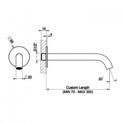 GESSI Flessa Излив настенный 250 мм, цвет Steel Brushed