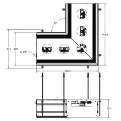 GESSI BINARIO Профиль угловой 740х740 мм., для 5 модулей, установка Easy-Fix, цвет Black XL