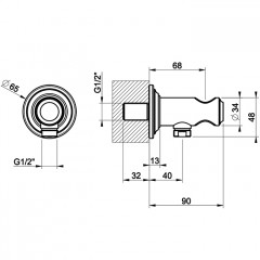 GESSI VENTI20 Подвод воды с держателем ручного душа, цвет Brushed Brass PVD