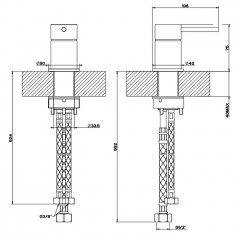 GESSI 316 Смеситель настольного монтажа для удаленного управления, цвет: brushed black metal pvd