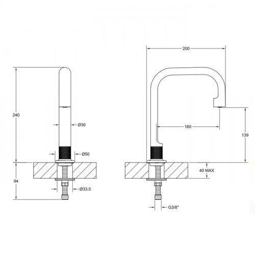 GESSI INCISO Отдельно стоящий излив 160мм, h=240мм, цвет: Finox Brushed Nickel