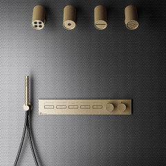 Gessi Hi-Fi Термостат для душа, с включением до 5 источников одновременно (внешняя часть), цвет: warm bronze brushed pvd