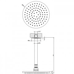 GESSI INCISO Потолочная душевая головка шарнирная на 1/2", 200 мм, цвет: хром