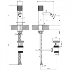 GESSI HABITO CESELLO Смеситель для биде на 1 отверстие, однорычажный, в комплекте с донным клапаном, цвет Black Metal PVD