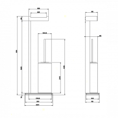 Gessi Rettangolo Стойка с держателем для туалетной бумаги и ершиком, напольная, цвет: хром/черный