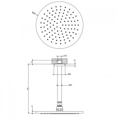GESSI Rilievo Потолочная душевая головка шарнирная на 1/2",250 мм., цвет: nero XL
