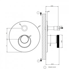 Gessi Anello Встраиваемый однорычажный смеситель на 2 выхода с перекл. (внешние части), цвет: Black XL