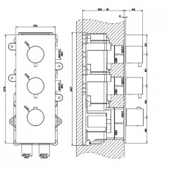 GESSI 316 Встраиваемый термостатический смеситель на 2 источника, резьба 3/4" (внешние части), цвет: brushed black metal pvd