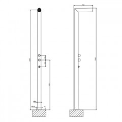 GESSI OUTDOOR Душевая стойка для установки на улице, напольная, на 2 выхода, без ручек, ручного душа и верхнего душа, внешняя часть, цвет Corten