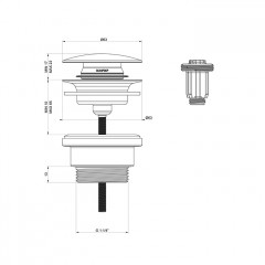 GESSI 316 Донный клапан нажимной"Stop&Go", для раковин без перелива, цвет Copper Brushed PVD