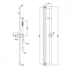 GESSI 316 Штанга в комплекте с душевой лейкой с легкой очисткой, шланг 1,50 м, цвет: steel brushed
